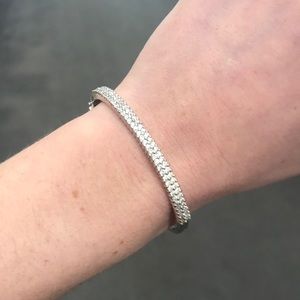 Sterling silver and cubic zirconia latch bracelet